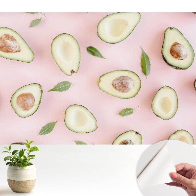 Öntapadós tapéta avokádó mintával rózsaszín háttérrel