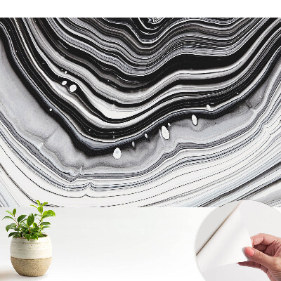 Dekor tapéta absztrakt fekete-fehér hullámok mintával