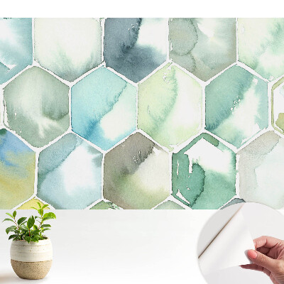 Öntapadó tapéta, hatszögletű akvarell mintával