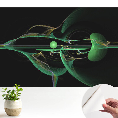 Öntapadós tapéta absztrakt zöld hullámokkal és gömbökkel