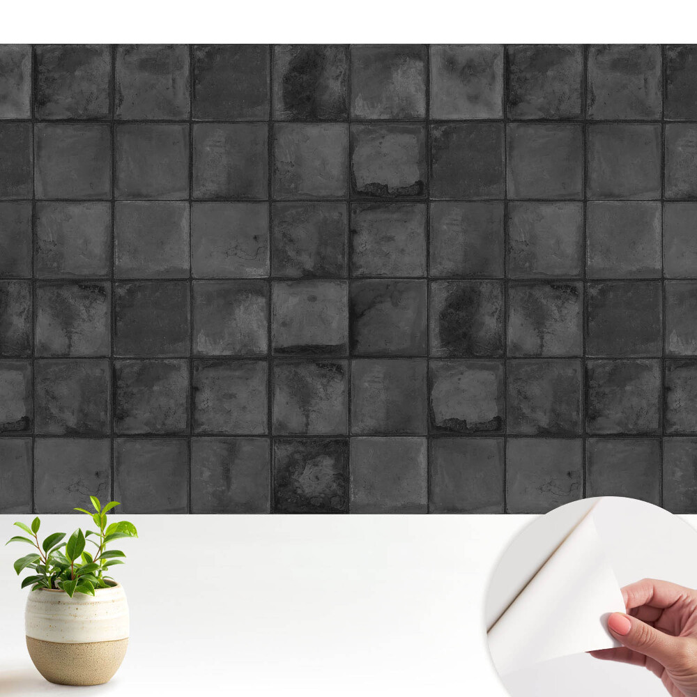 Öntapadó tapéta Szürke téglalap alakú csempe geometrikus mintával