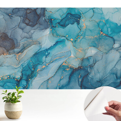 Öntapadó tapéta absztrakt kék árnyalatú örvénymintával