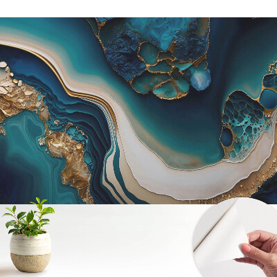 Modern tapéta hullámokkal és absztrakt, színharmóniát teremtő mintával