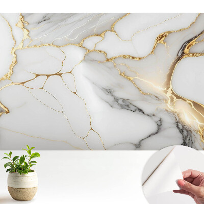 Öntapadós tapéta Stílusos márvány sárga díszítéssel