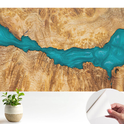 Modern tapéta Kék gyanta és természetes fa