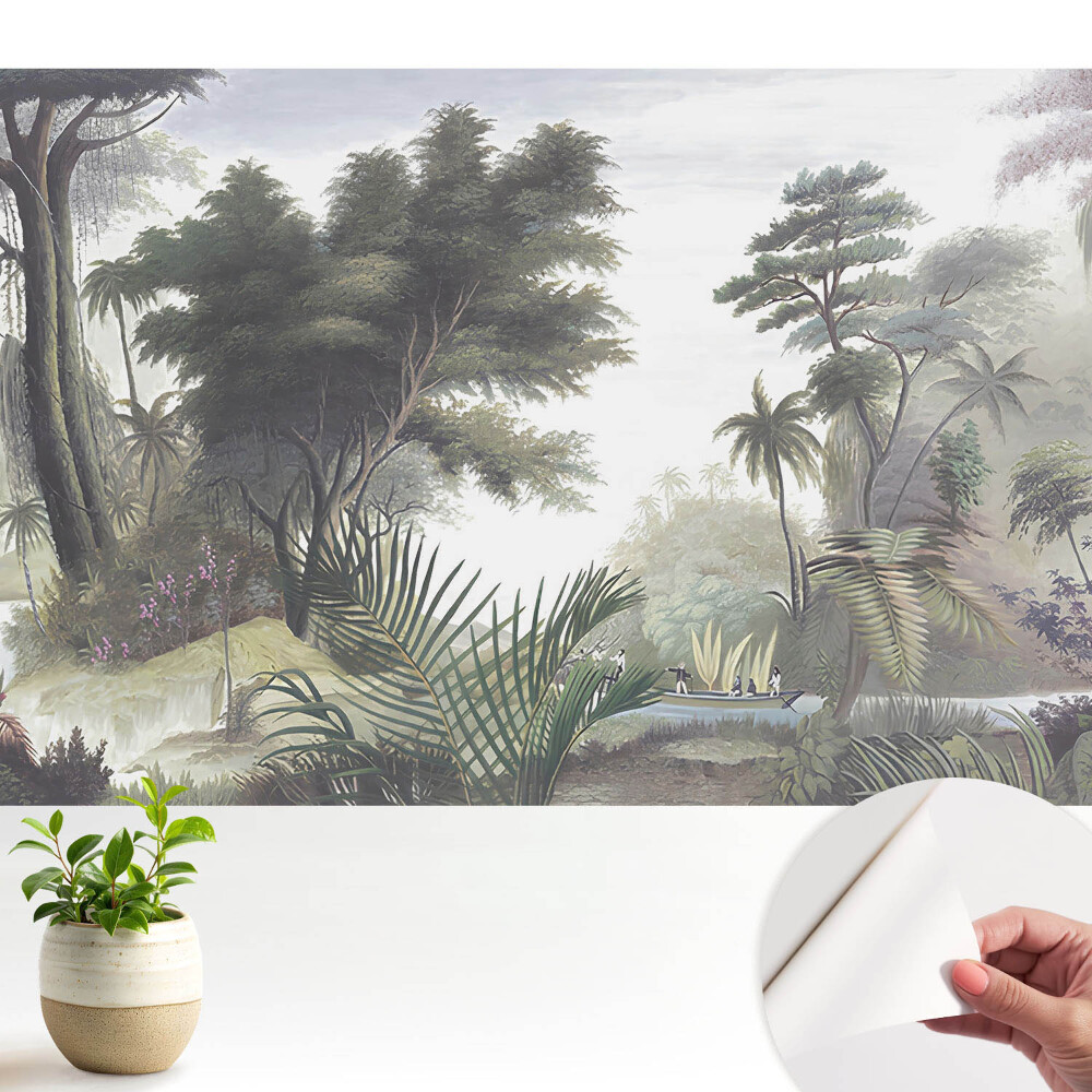 Dekor tapéta Buja dzsungel egy csónakkal a folyón