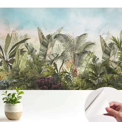Modern egzotikus dzsungel mintájú tapéta pasztell színekben