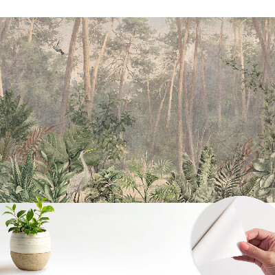 Modern tapéta trópusi erdő pasztell színekben