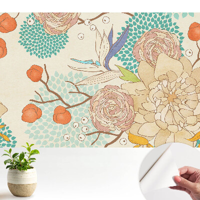 Tapéta növényi absztrakciókkal, amely frissességet és otthonosságot kölcsönöz