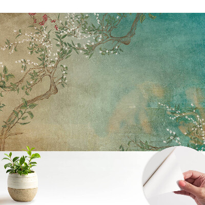 Dekor tapéta rusztikus ágakkal, virágokkal és bogyókkal