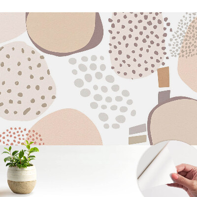 Tapéta bézs alapon absztrakt gyümölcspöttyös mintával