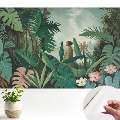 Öntapadó tapéta trópusi növényi tájmotívummal