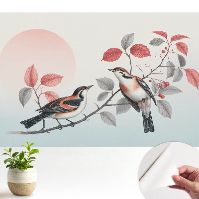 Öntapadós tapéta madarakkal egy ágon harmonikus kompozícióban