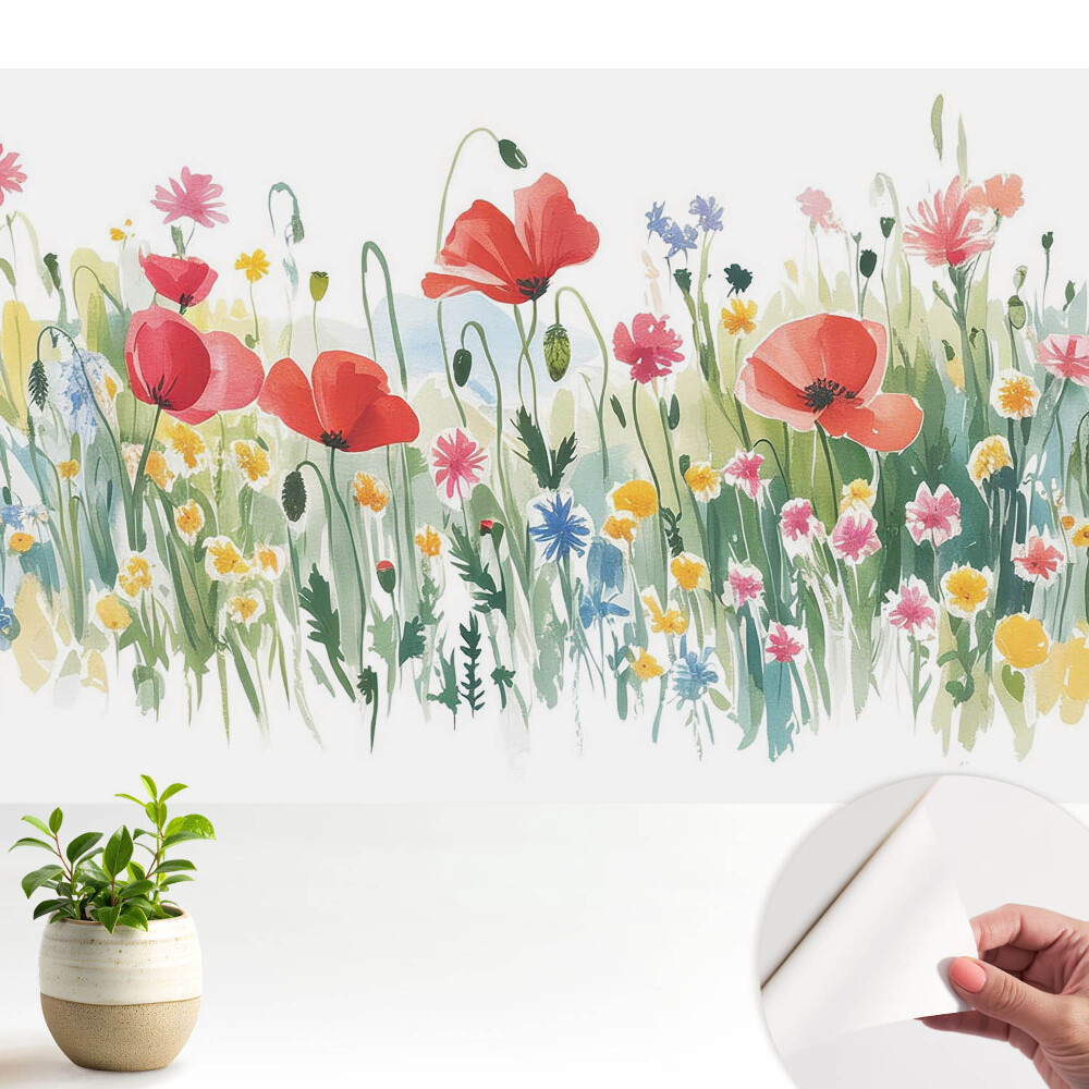 Modern tapéta Virágok a réten pasztell színek természet