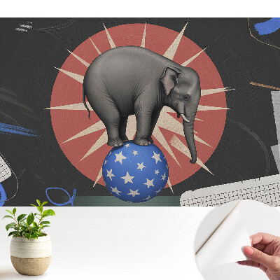 Tapéta Retro stílusú elefánt a labdán