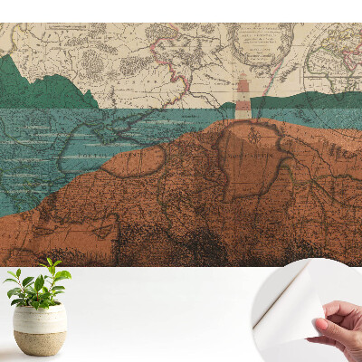Öntapadós tapéta falra Régi térkép színekkel