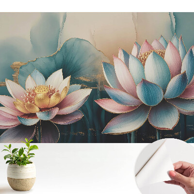 Modern tapéta finom lótuszvirág-mintával, absztrakt stílusban