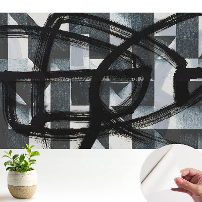 Öntapadós tapéta dinamikus, kontrasztos absztrakt mintával