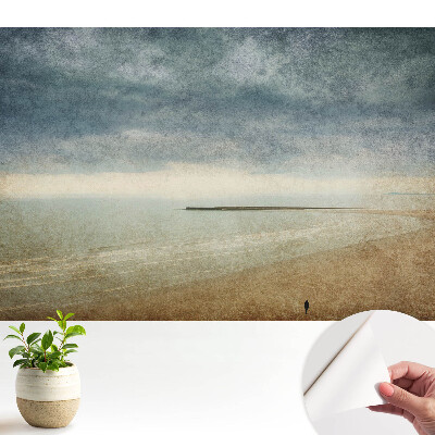 Modern tapéta tengerparti naplemente hangulatával retró stílusban