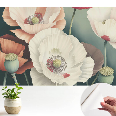 Dekor tapéta pipacsvirágokkal, finom eleganciát kölcsönözve