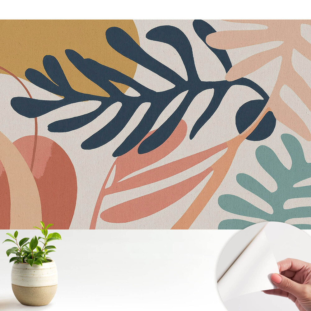 Modern tapéta Absztrakt leveles formák élénk színekben