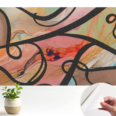 Öntapadó tapéta absztrakt hullámokkal és kontrasztos vonalakkal