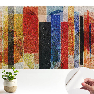 Öntapadós tapéta színes geometriai alakzatokkal, absztrakt stílusban