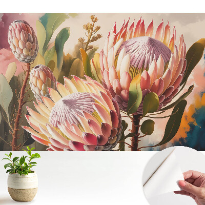 Dekor tapéta protea virágmintával pasztell színekben elegáns megjelenéssel