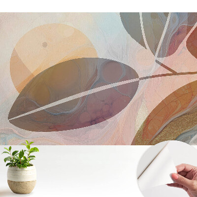 Öntapadós tapéta absztrakt levelek és körök mintával