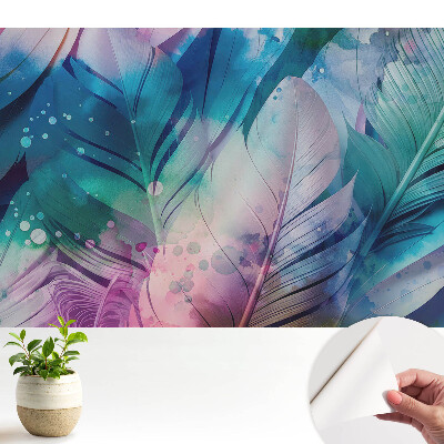 Tapéta színes tollmintával modern, harmonikus mintázattal