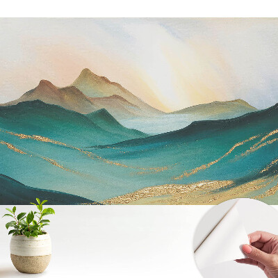 Öntapadós falmatrica Hegyek és absztrakció mintával
