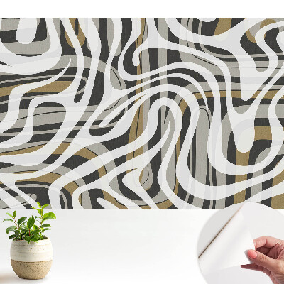 Modern tapéta kifejező vonalakkal és meleg árnyalatokkal, absztrakt mintával