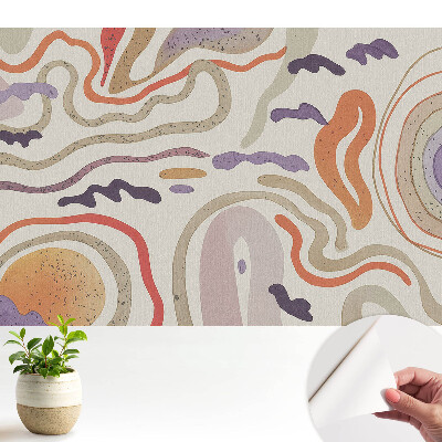 Modern tapéta színes absztrakt vonalakkal és formákkal