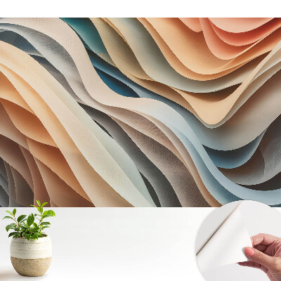 Tapéta pasztell hullámos rétegekkel, absztrakt mintával