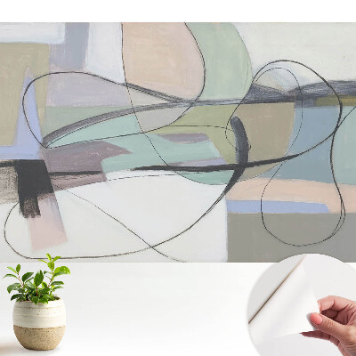 Öntapadós tapéta absztrakt pasztellszínekkel és bonyolult vonalakkal
