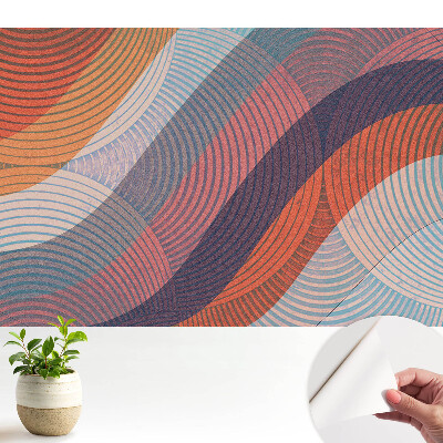 Tapéta színes hullámos vonalakkal és absztrakt mintával