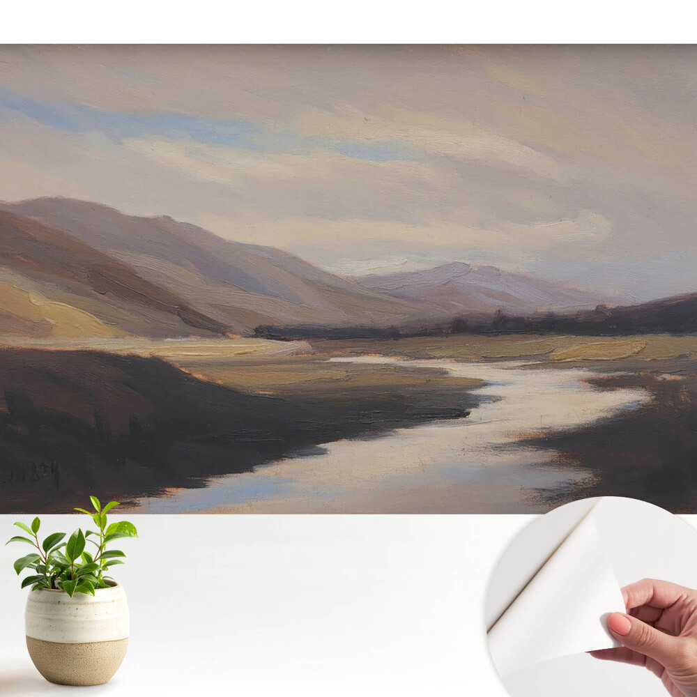 Dekor tapéta Hegyi völgy folyóval és felhőkkel