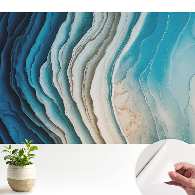 Tapéta absztrakt hullámokkal kék árnyalatokban