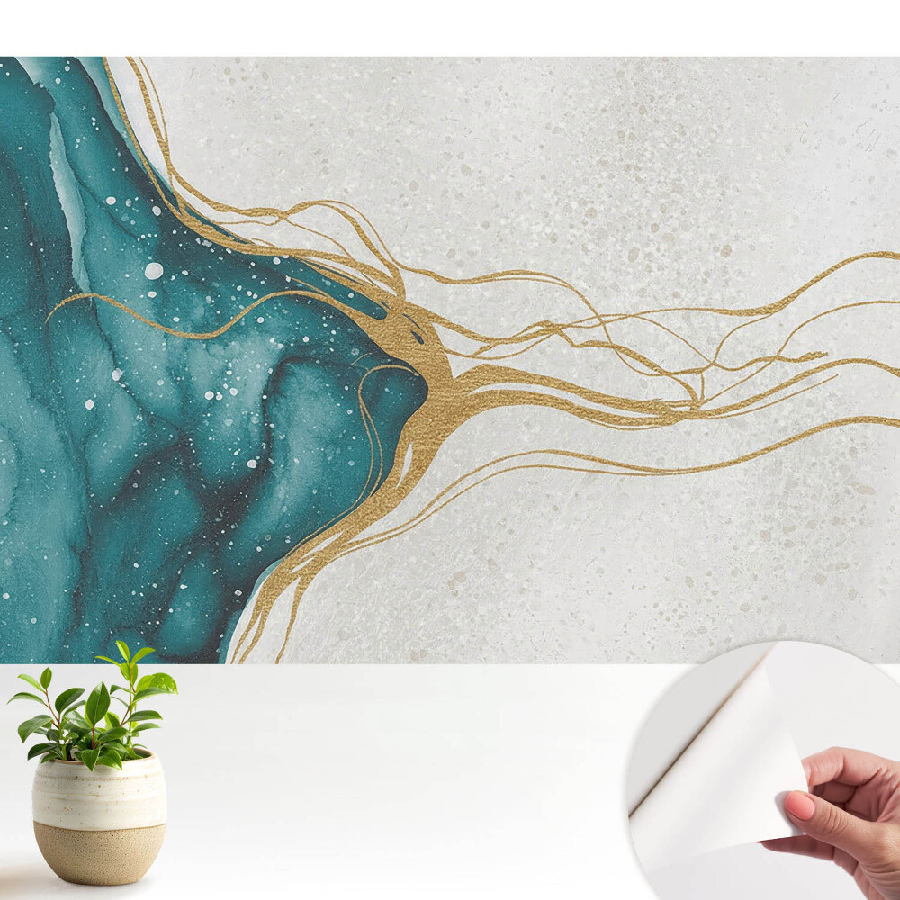 Dekor tapéta Absztrakció türkiz és sárga színben