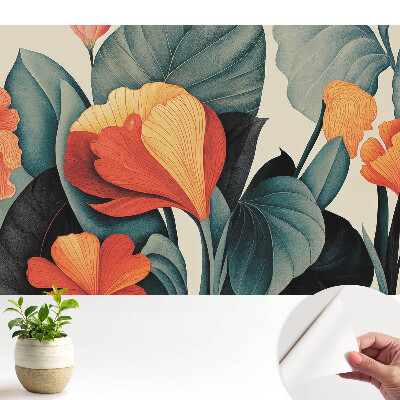 Öntapadós tapéta egzotikus virágmintával és harmonikus mintázattal