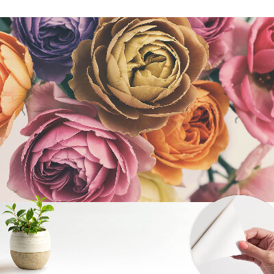 Öntapadós tapéta természetes színű virágmintával