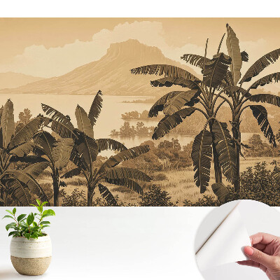 Modern tapéta harmonikus trópusi táj motívummal