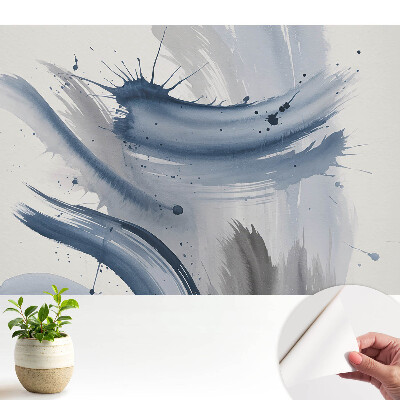 Öntapadós tapéta kék absztrakt ecsetvonások mintával