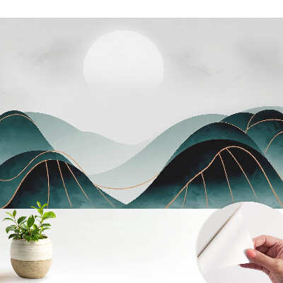 Öntapadó tapéta modern tájjal, zöld dombok motívumával