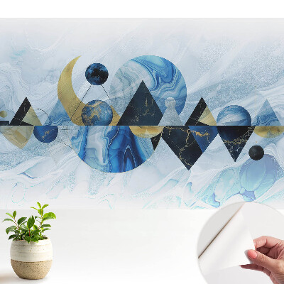 Dekor tapéta geometriai formákkal kék árnyalatokban