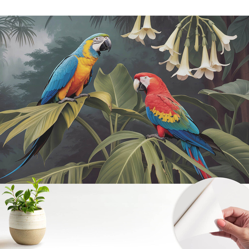 Öntapadó tapéta Trópusi papagájok, egzotikus színek