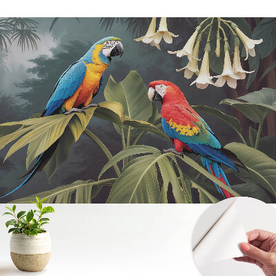 Öntapadó tapéta trópusi papagájmintával egzotikus színekben