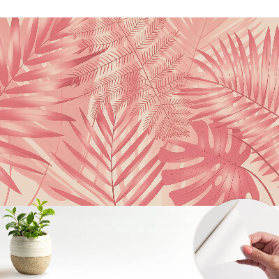 Öntapadós tapéta egzotikus levélmintával rózsaszín árnyalatokban