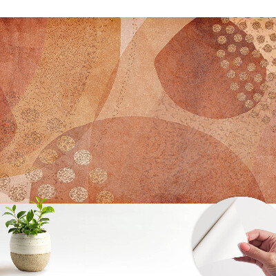 Öntapadó tapéta, absztrakt földszínű formákkal és pöttyökkel