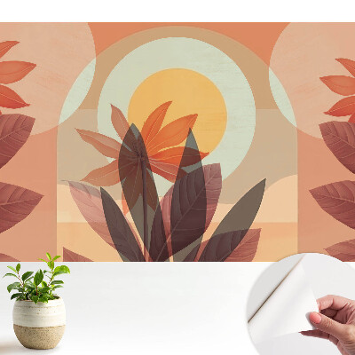 Öntapadós tapéta szimmetrikus, absztrakt virágmintával